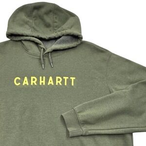 Carhartt Rain Defender Hoodie Mens XL Tall Olive Green Loose Fit Pullover